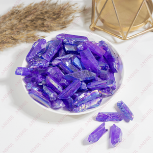 Points de quartz Aura miniatures de couleur violette naturelle, cristaux semi-précieux pour la guérison, la décoration et la méditation, au prix de gros - Product Image 1