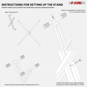 5 Core Keyboard <b>Stand</b> Dual X Shape Adjustable Foldable Portable Key Board <b>DJ</b> Controller <b>Stands</b> - Product Image 6