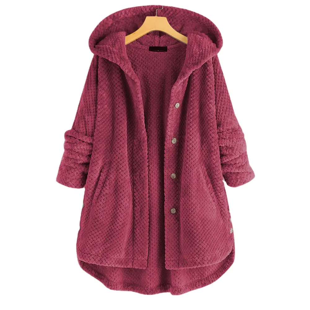 Plus-size women's hooded double-sided velvet fashion long plus-size women's hooded coats gothic coats for ladies
