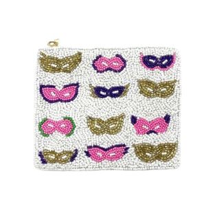 Bolso de mano con cuentas para el Mardi Gras, con patrón de Fleur de Lis, cierre de cremallera, bolso de fiesta para mujer, estilo bohemio, diseño geométrico - Product Image 3