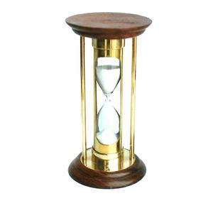 ตัวจับเวลาทรายทองเหลืองกรอบทองเหลืองฐานไม้ตกแต่งเสร็จด้วยทองเหลืองขัดเงา - Product Image 1