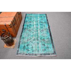 Alfombra Turca Vintage de 3.1x6.3 pies, Alfombra Decorativa, Alfombra de Lana Azul - Product Image 1