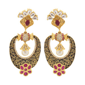 Pendientes artificiales de lujo chapados en mate AD antiguos, joyería colgante de latón para bodas, joyería de moda personalizada de proveedor de exportación - Product Image 2