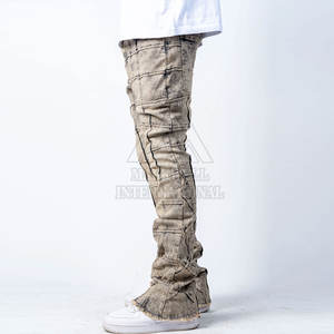 Venta al por mayor Pantalones de hombre hechos a medida Pantalones apilados lavados para hombres Pantalones de hombre de diseño único Pantalones apilados lavados - Product Image 2