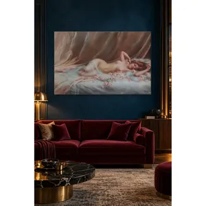 Fida Enjolras Femme allongée parmi des roses Impression sur toile - Product Image 2