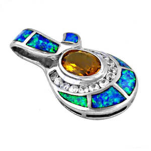Collier pour femme en argent sterling 925 plaqué rhodium avec pendentif en zircon et incrustation d'opale bleue, thème luxueux, pour un usage quotidien - Product Image 3