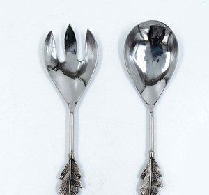 Servidor de ensalada de metal con diseño de hoja hecho a mano para restaurante, hotel, hogar, al mejor precio con personalización - Product Image 3