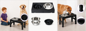 PAWFECT Durable Adjustable Collapsible Lightweight Portable 2-in-1 <b>Elevated</b> <b>Dog</b> Cat Bowl Stand Plastic Stainless Steel Slow - Product Image 3