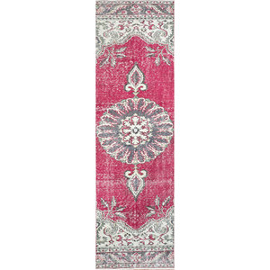 Vintage Large Area Hand Knotted Wool Rugs <b>Red</b> & Orange Medallion Pattern for Home Living Room or Hallway-Pae-1011 - Product Image 1