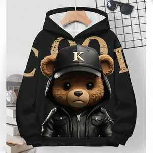 Sudadera con capucha para niña bebé, sudaderas cálidas de felpa de invierno, estampado de lazo encantador, sudaderas con capucha de algodón para niños pequeños - Product Image 6