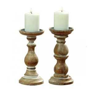 Soporte de vela de pilar de madera de Color Natural de tamaño mediano Acabado personalizado para iluminación del hogar de bodas y decoración de Navidad - Product Image 5