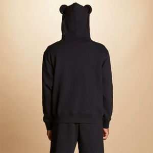 Sweat à capuche classique noir oreille d'ours-Sweat à capuche confortable et adorable avec un design mignon d'oreille d'animal, parfait pour décontracté - Product Image 6