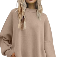 Pull de Noël pour femme, style ample, manches chauve-souris, col rond tendance, fente latérale, tricot, pull décontracté, pull de fête