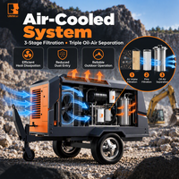 Compresseur d'air diesel robuste à vis 160 CV 13 bars, compresseur d'air portable remorquable pour le forage en carrière