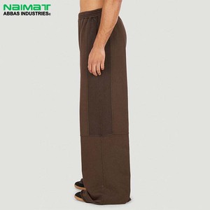 Pantalon de survêtement décontracté en laine polaire et dentelle de haute qualité pour hommes, haut de gamme, pantalon de survêtement baggy, évasé, empilé - Product Image 2
