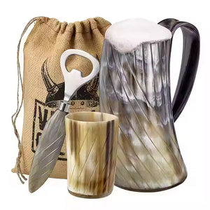 Admirable Natural vikingo tallado trabajo vasos de acero inoxidable beber cuerno tazas para cerveza vino agua pulido buey cuerno de búfalo - Product Image 1
