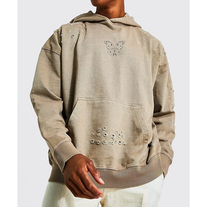 Sweat à capuche personnalisé en coton épais imprimé solide en détresse pour l'hiver 100% imprimé numériquement - Product Image 5