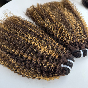 ผมแท้แบบ Afro Kinky Curly 4A 4B  แบบเป็นมัด  ไฮไลท์สี 4 27  สีน้ำตาลบลอนด์ผสม  แบบต่อผม  แบบเส้นผมทอ - Product Image 3