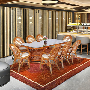 Ensemble de salle à manger en rotin Java, confortable et élégant, table et chaises, artisanal, moderne, mobilier pour hôtel, restaurant, usage commercial, 8 places - Product Image 2