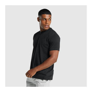 Camiseta de algodón 100% para hombre de estilo caliente para Fitness, cuello de alta calidad, patrón sólido, impresión Digital de punto para comercio exterior - Product Image 6