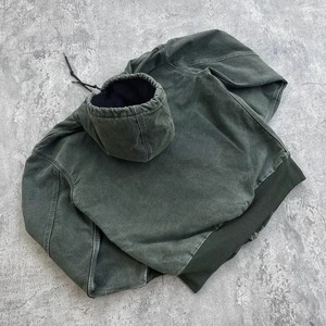 SENSEL SPORTS 100% Cotton Fleece <b>Black</b> Men's <b>Zipper</b>-Up <b>Hoodie</b> Winter Acid Wash Solid Washed Loose Fit Breathable Sweatshirt - Product Image 6