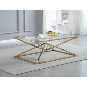 เฟอร์นิเจอร์ห้องนั่งเล่นที่เป็นมิตรกับสิ่งแวดล้อมแบบโมเดิร์น โต๊ะกาแฟขาไขว้แบบขยายได้ พร้อมกระจกเงาสีเงิน - Product Image 4