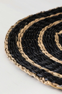 Prix le moins cher napperon en jonc de mer noir du Vietnam napperons en jonc de mer tissés ronds sans danger pour les aliments - Product Image 3