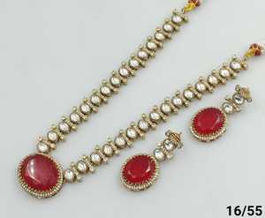 Pendentif de fantaisie indien élégant traditionnel et Kundan Long collier ensemble ton or Kundan perle Long collier avec ensemble de boucles d'oreilles assorties - Product Image 3