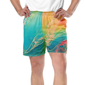Loose Fit High <b>Elastic</b> <b>Waist</b> Solid Color Customized Plus Size <b>Men</b> Sublimation <b>Shorts</b> Windproof Breathable Eco-Friendly Casual - Product Image 2