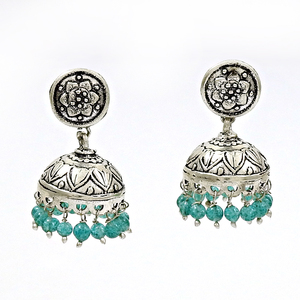 Joyería artesanal india con aspecto artesanal, pendientes de estilo étnico de piedras preciosas de Topacio Azul Natural de Plata de Ley 925 para mujeres y niñas - Product Image 1