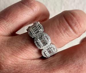 Moissanite Diamond Chain Link Ring Anillo de compromiso de Plata de Ley 925 y otras joyas de diamantes - Product Image 3