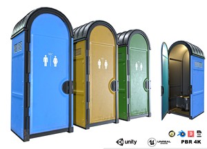 Cabine de toilette portable en plastique, design moderne et durable pour les lieux publics, modèles bleu et gris - Product Image 2