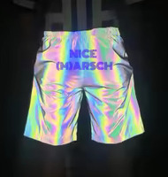Pantalones Cortos Deportivos de Alta Visibilidad para Hombre, Transpirables, de Secado Rápido, Holgados, Casuales, con Cintura Reflectante de Arcoíris y Cremallera
