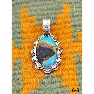 IMPERIAL INDIA GEMS Bohemia Style Black Jack Turquoise <b>Silver</b> Plated Pendant Expertly Bezel Set <b>Charm</b> for Women Everyday Wear - Product Image 2