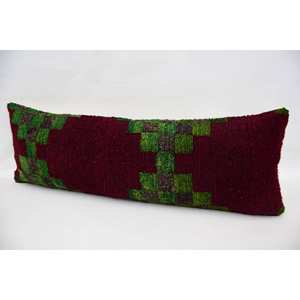 Multicolor Tartan Wool Kilim Patchwork <b>Pillow</b> 12x36 Inch Luxury Woven Cushion Vintage Leaves Design Decorative 18x18 Cushion - Product Image 4