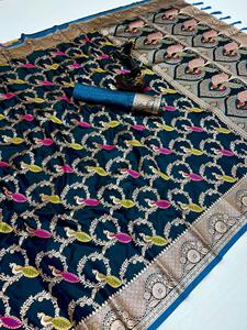 Ragini Festival Satén Seda Saree Ropa india y pakistaní Venta al por mayor de fabricantes indios - Product Image 3