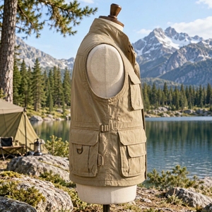 Hiking <b>Vest</b> Made With Durable Polyester Fabric Lightweight Construction Breathable Design Multiple Utility Pockets Secure Zipper - Product Image 3