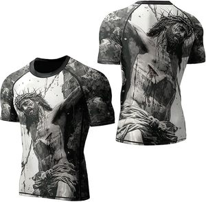 OEM personalizado de manga corta MMA Rashguard BJJ camisa transpirable de compresión para Grappling y No-Gi Jiu Jitsu práctica - Product Image 4