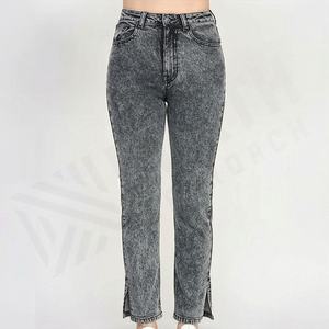 Custom Ladies <b>Denim</b> Pants Latest Designs High Waist Fashionable <b>Denim</b> Jeans Women <b>Trousers</b> Customized Color Breathable Cotton - Product Image 1