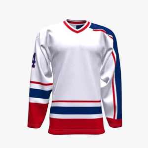 Maillot de hockey réversible sublimé sur mesure col en V pull-over manches longues maillot de hockey sur glace personnalisé fournisseur du Pakistan - Product Image 1