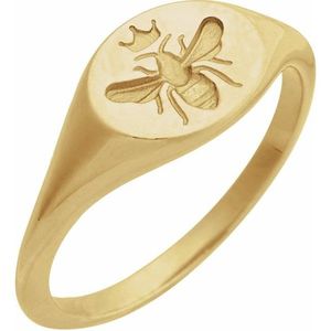 Intaglio Bee Signet <b>Ring</b> Fashionable Stainless Steel Gold-Plated <b>Ring</b> with Princess Cut Diamond 18K Plating Trendy Animal Cut - Product Image 1