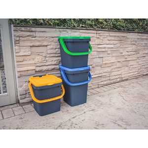 Cubo de Almacenamiento de Plástico Ecoplast para Reciclaje, 20 Litros, Multicolor (Amarillo/Verde/Azul) con Tapas, Uso Interior/Exterior, Hecho en Italia - Product Image 2