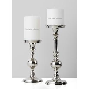 Bougeoir pilier en métal plaqué argent Design de luxe fait à la main table maison salon décoration bougie pilier - Product Image 2