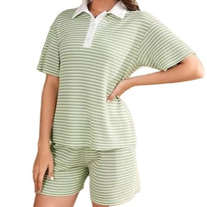 Vente de gros Vêtements manches courtes grande taille avec logo personnalisé Ensemble court décontracté pour femmes - Product Image 2