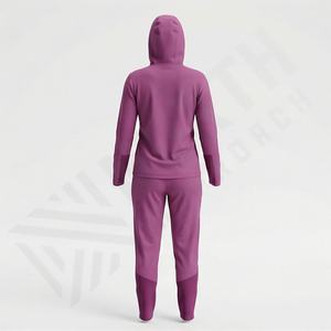 Survêtement de sport 2-en-1 en coton 100% de qualité supérieure pour femme, avec capuche, taille élastique, poids moyen, collection hiver 2025 – Vente en gros OEM - Product Image 2