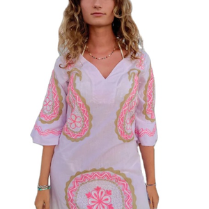 Diseñador de moda al por mayor colección de verano para mujer bordado hecho a mano hasta el tobillo con abertura lateral Vestido de playa - Product Image 1