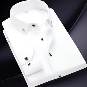 Chemises respirantes de haute qualité pour hommes | Chemise à manches longues coupe ajustée de luxe pour vêtements de bureau formels décontractés | Chemise pour homme en coton - Product Image 5