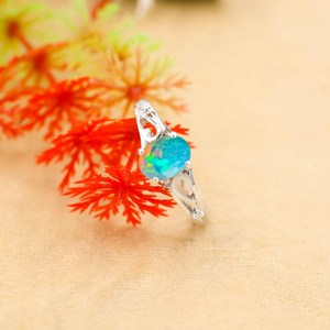 แหวนโอปอลไฟวินเทจ Dainty เงินสเตอริงหินประจำเดือนเกิดที่เรียบง่ายเครื่องประดับแฮนด์เมดของขวัญสำหรับเธอ - Product Image 4