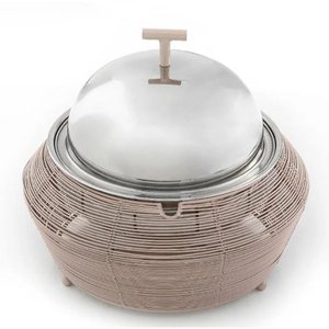 Plat à friture en métal doré avec couvercle noir Hôtel et Restaurant Plats décoratifs pour les événements de mariage Plat à friture pour servir des aliments - Product Image 6