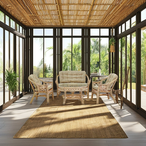 OMARA LIVING SET Comfortable Modular <b>Sofa</b> Coffee Table Rattan/Wicker <b>Material</b> Asian Antique Design Apartment Outdoor Living - Product Image 3
